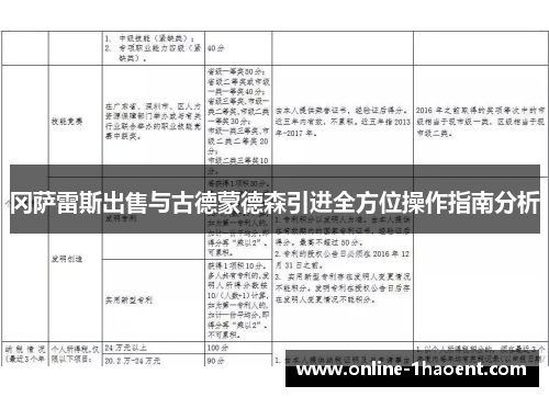 冈萨雷斯出售与古德蒙德森引进全方位操作指南分析