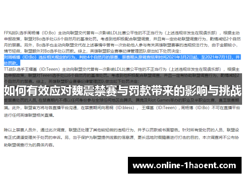 如何有效应对魏震禁赛与罚款带来的影响与挑战