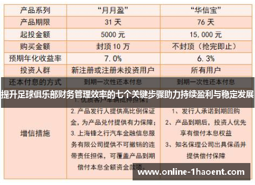 提升足球俱乐部财务管理效率的七个关键步骤助力持续盈利与稳定发展 提升足球俱乐部财务管理效率的七个关键步骤助力持续盈利与稳定发展